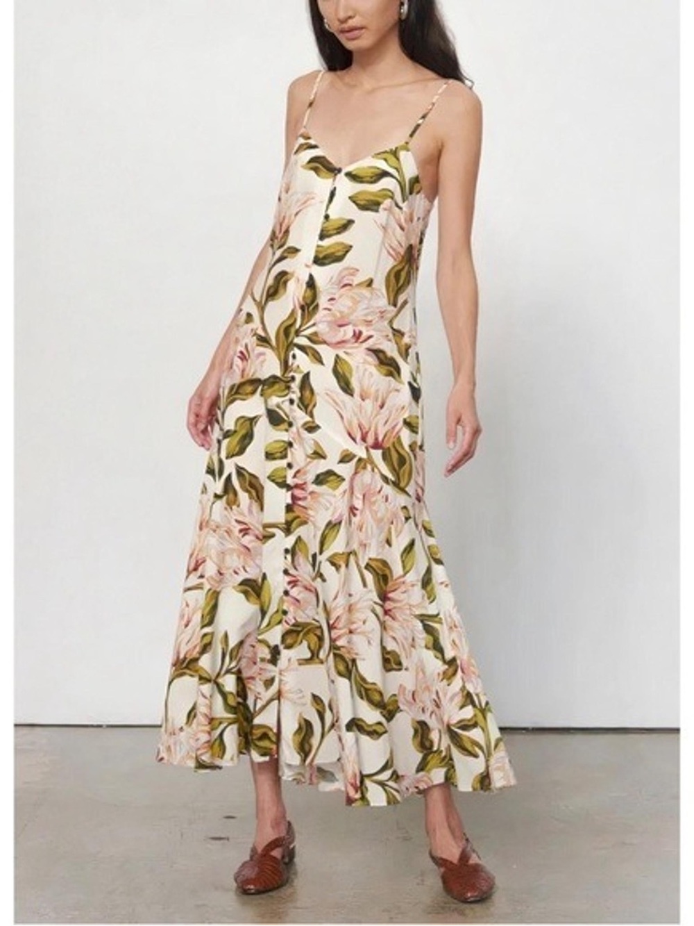 Mara Hoffman Maxi Floral Button Down Slip Dress Flawed